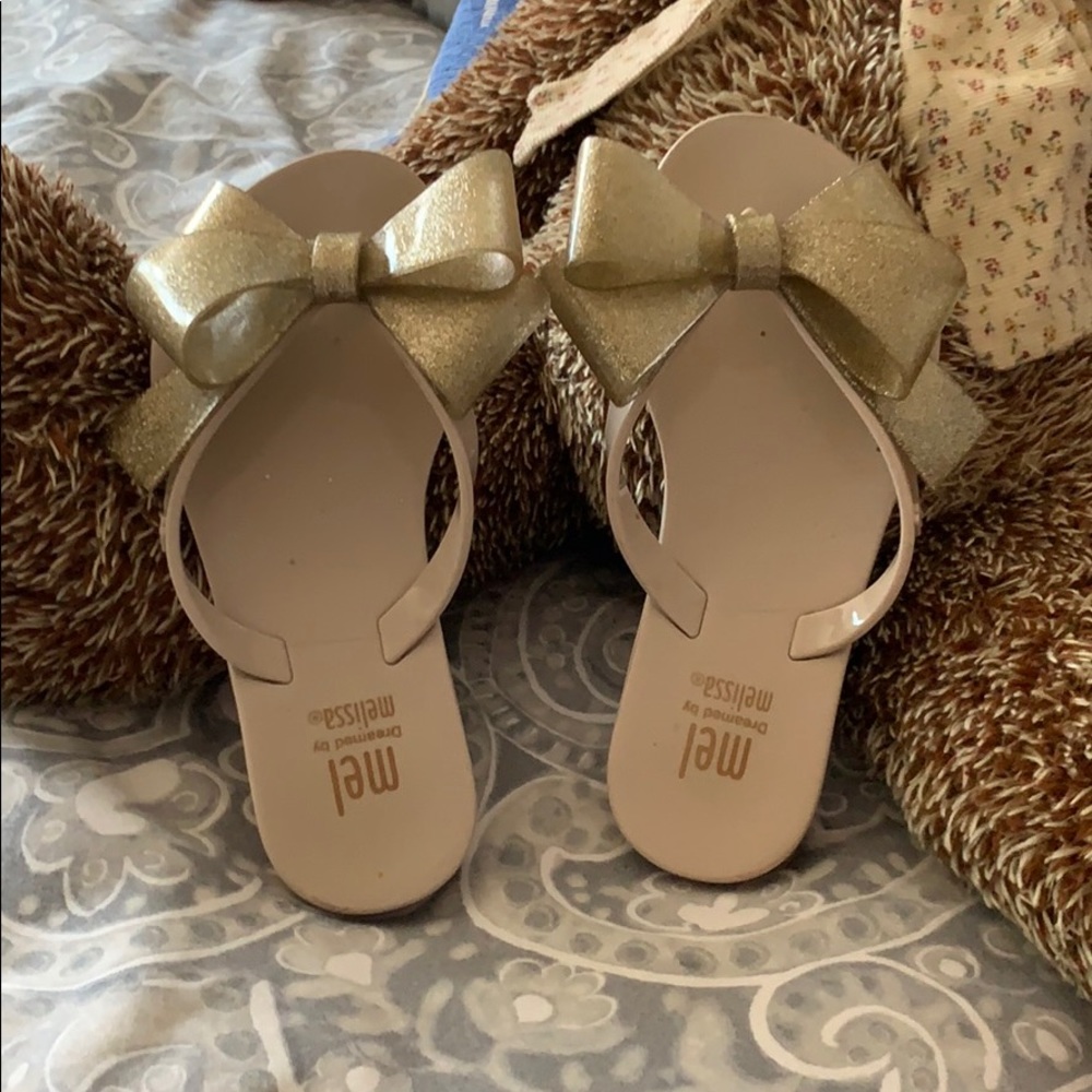 Mini Melissa flipflop gold glitter BOW sz 11 girls